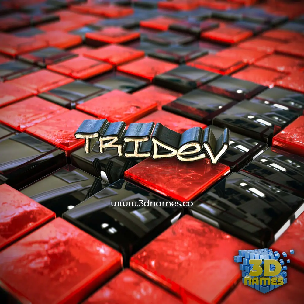 tridev in Red Checkered style - 3D name wallpaper