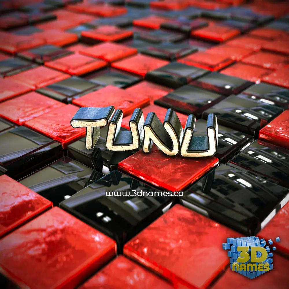 tunu in Red Checkered style - 3D name wallpaper