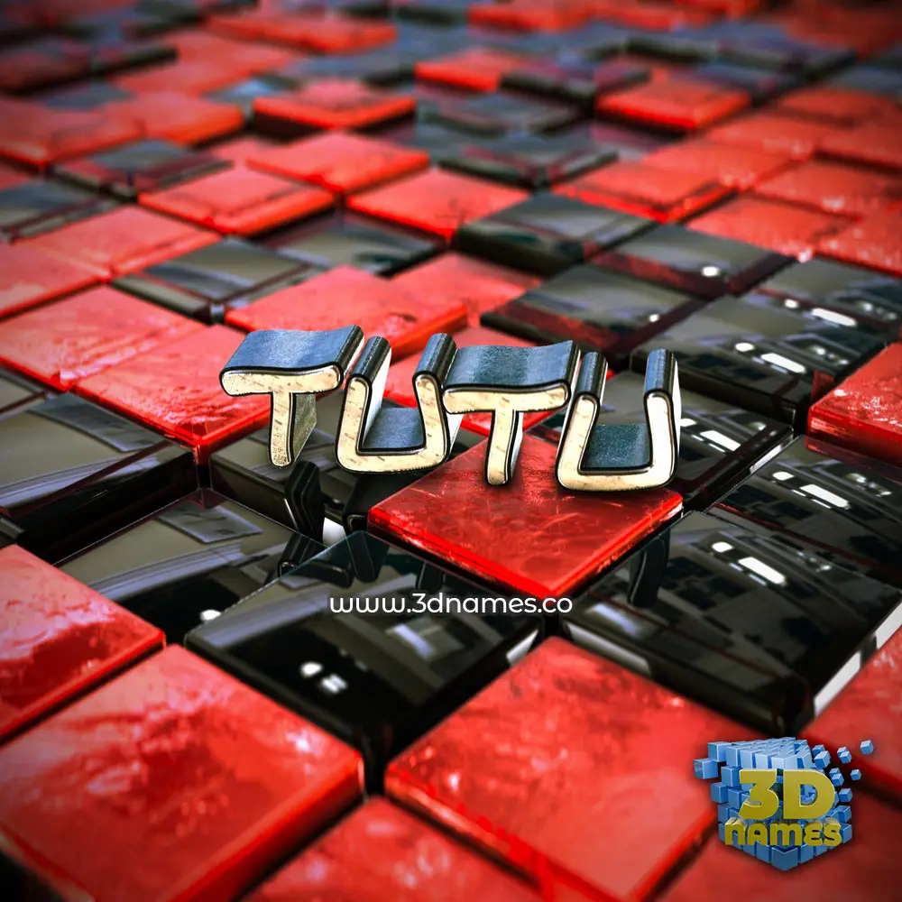 tutu in Red Checkered style - 3D name wallpaper