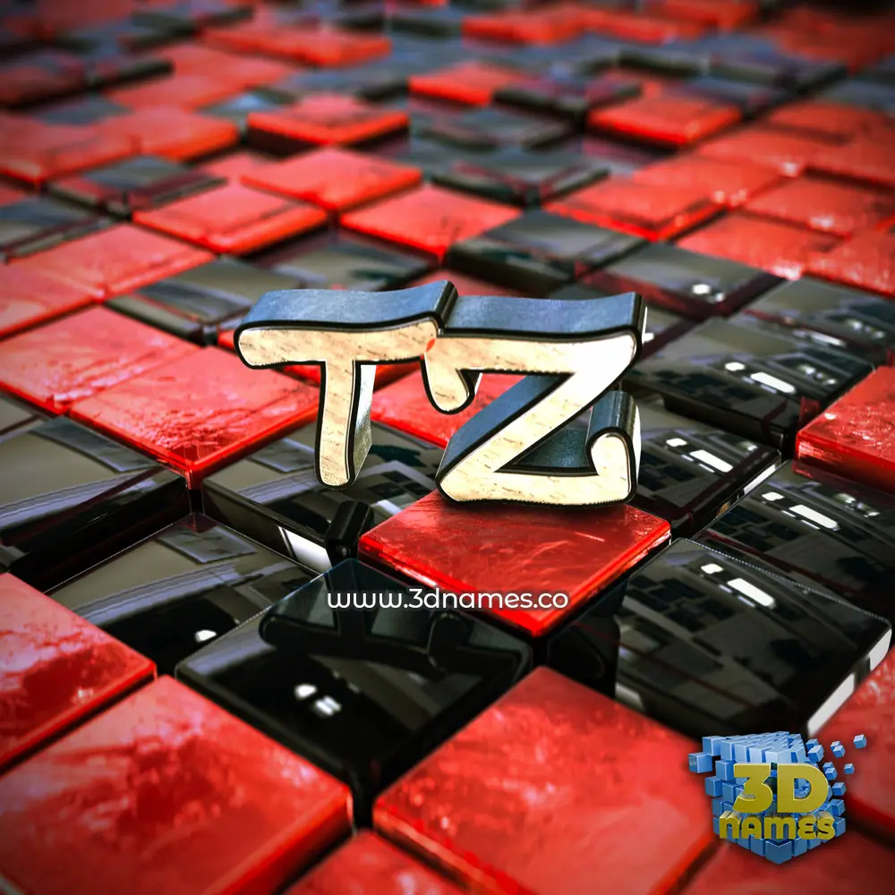 tz in Red Checkered style - 3D name wallpaper