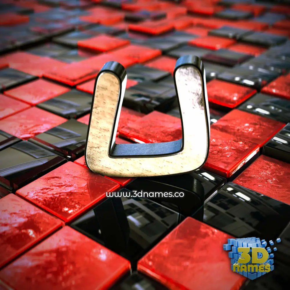 u in Red Checkered style - 3D name wallpaper