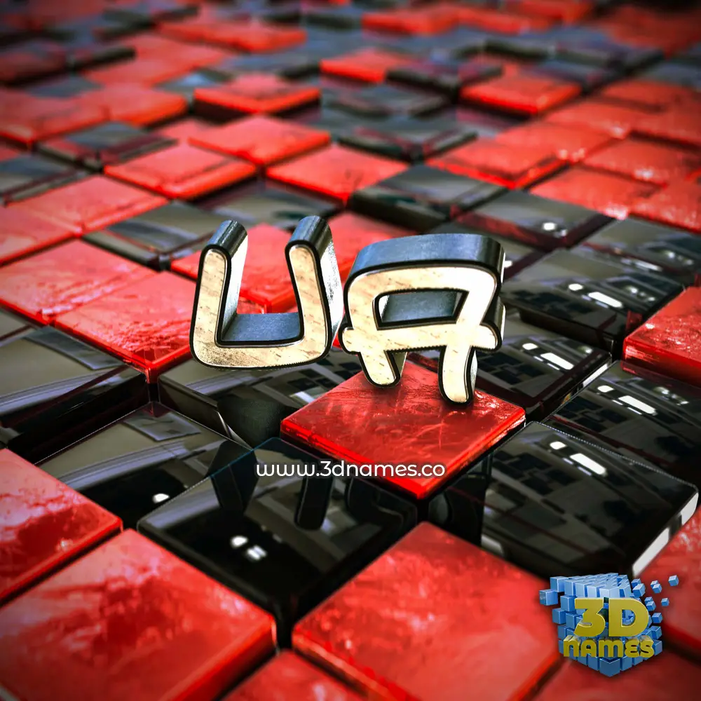 ua in Red Checkered style - 3D name wallpaper