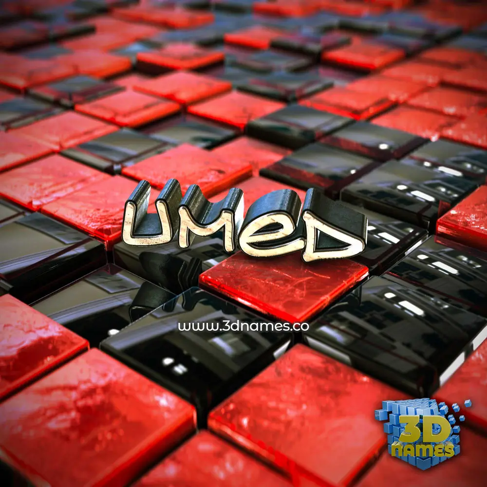 umed in Red Checkered style - 3D name wallpaper