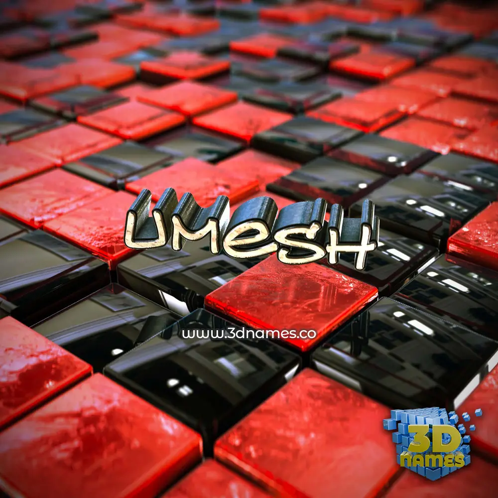 umesh in Red Checkered style - 3D name wallpaper