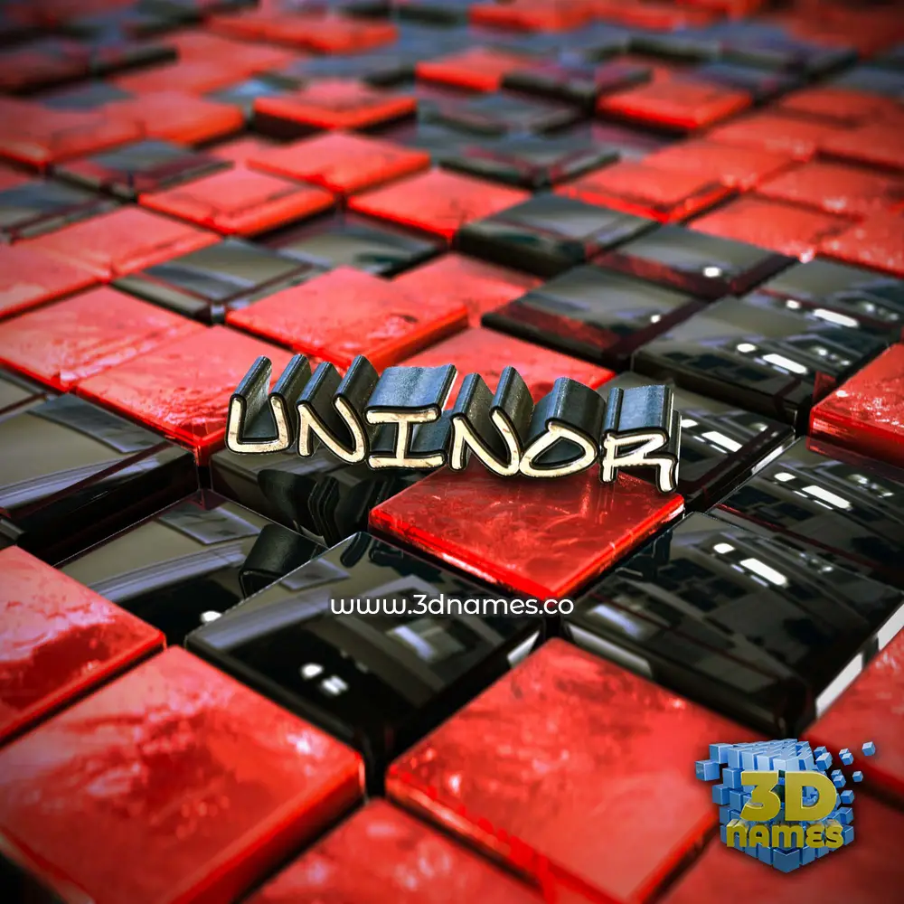 uninor in Red Checkered style - 3D name wallpaper