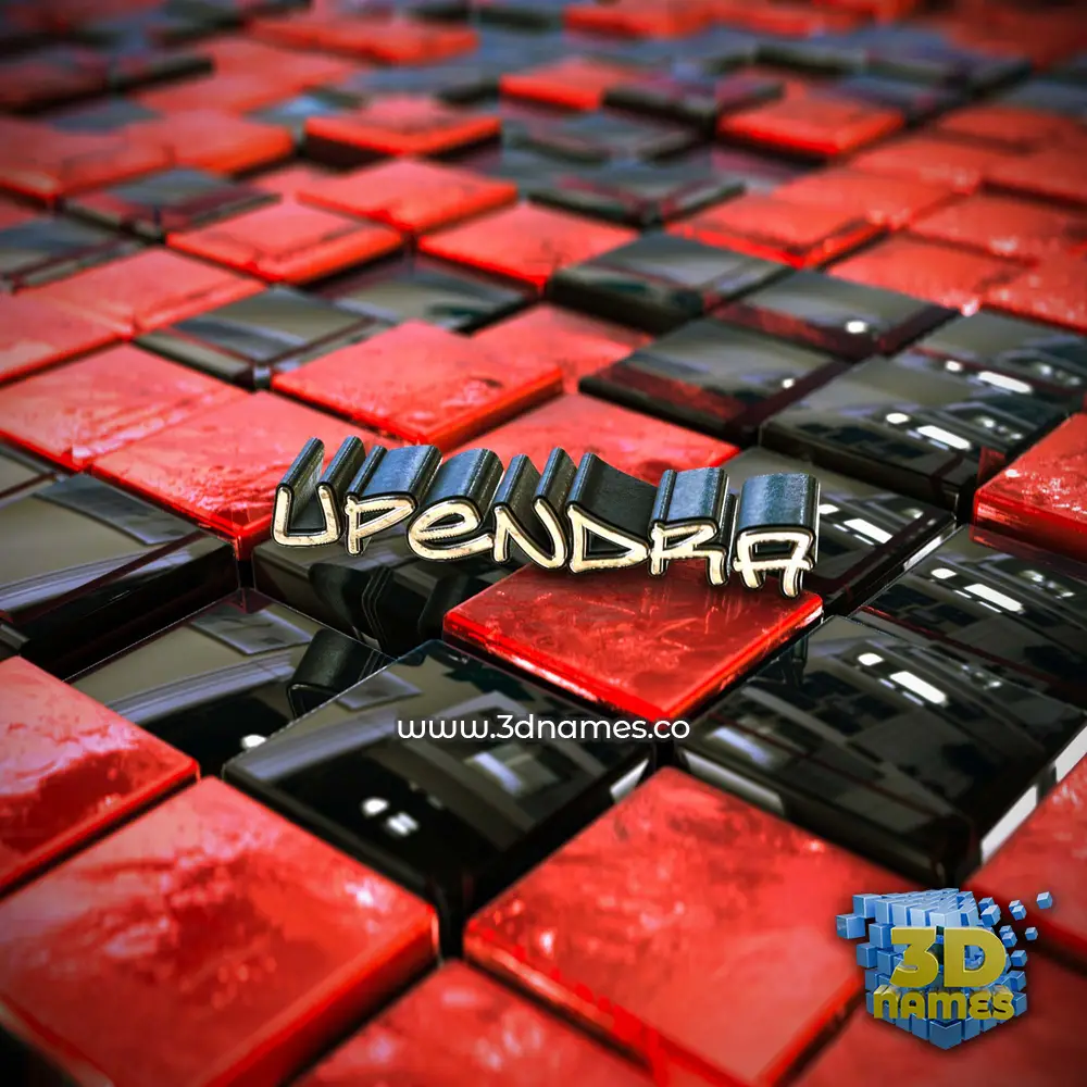 upendra in Red Checkered style - 3D name wallpaper