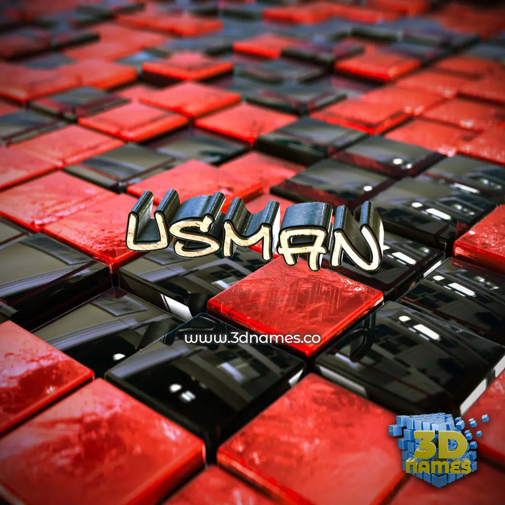 usman in Red Checkered style - 3D name wallpaper
