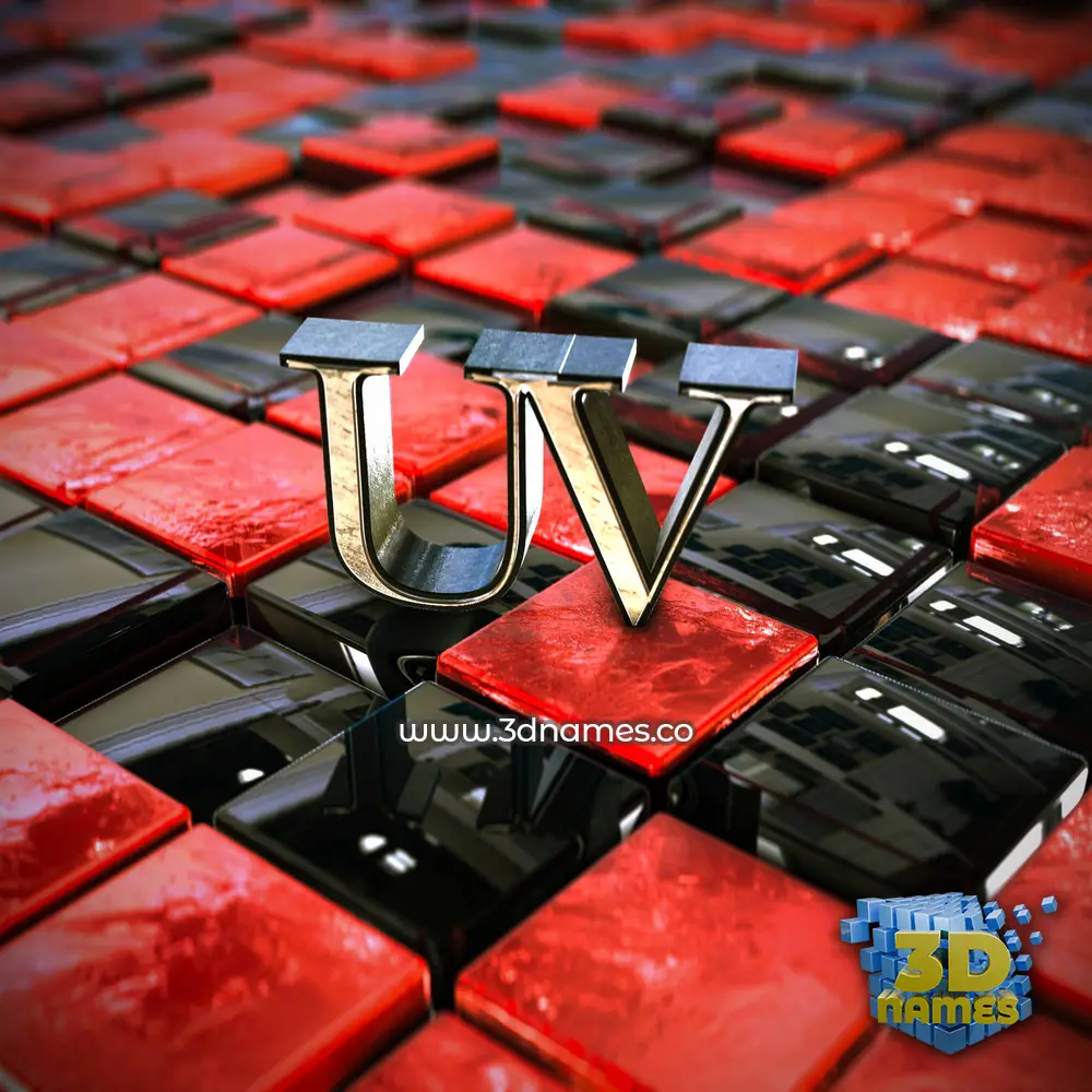 uv in Red Checkered style - 3D name wallpaper