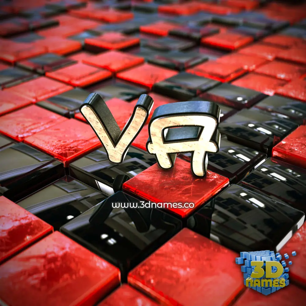 va in Red Checkered style - 3D name wallpaper