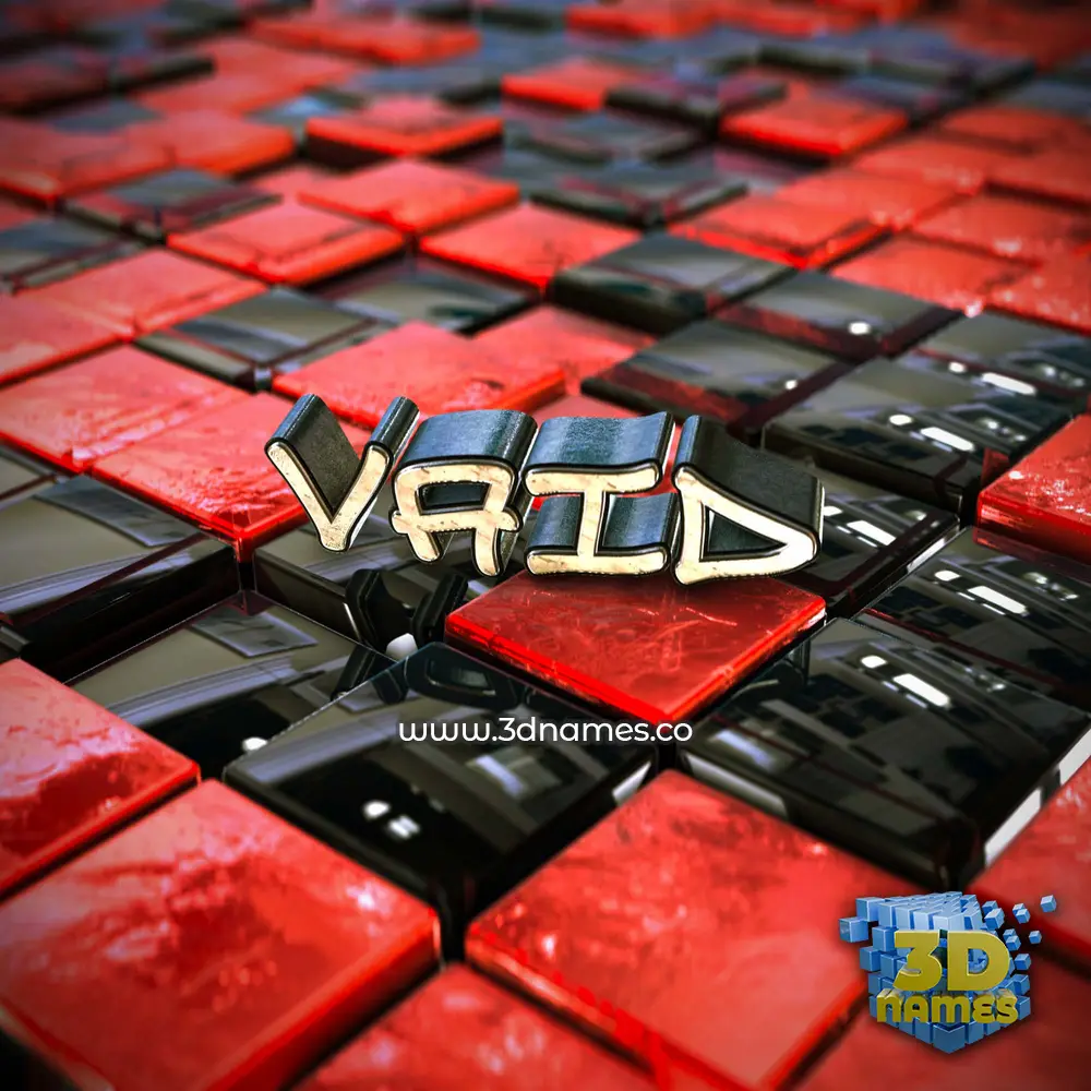 vaid in Red Checkered style - 3D name wallpaper