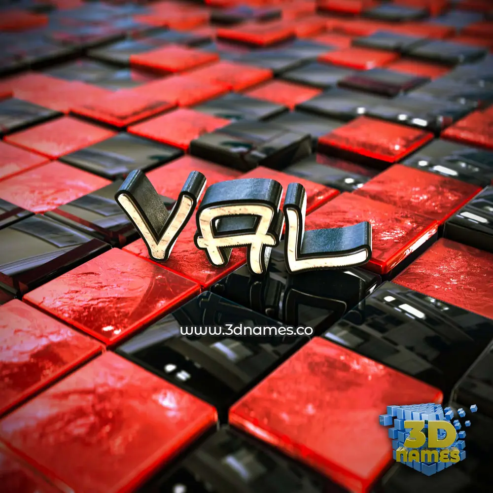 val in Red Checkered style - 3D name wallpaper