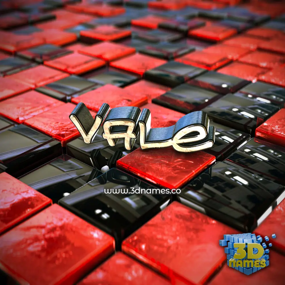 vale in Red Checkered style - 3D name wallpaper