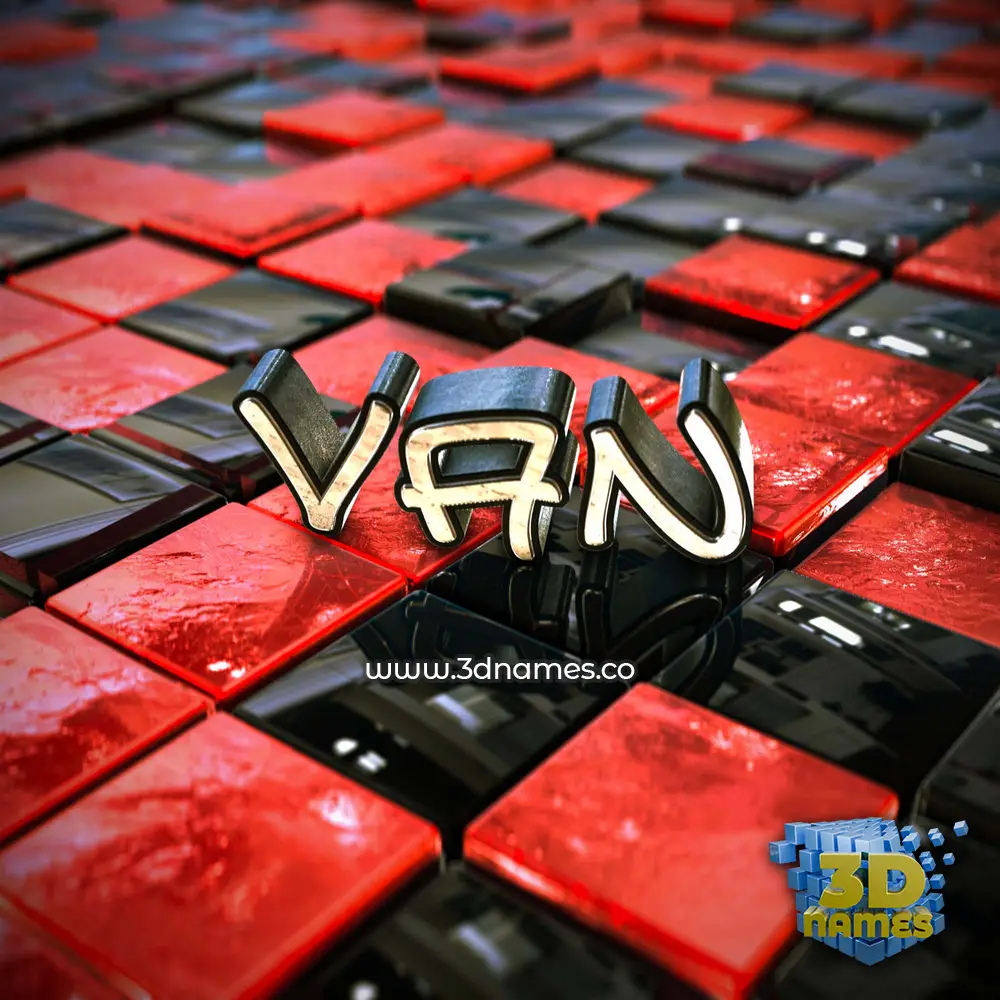 van in Red Checkered style - 3D name wallpaper