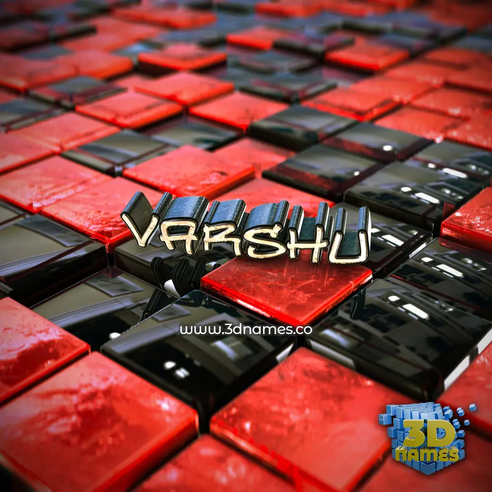 varshu in Red Checkered style - 3D name wallpaper