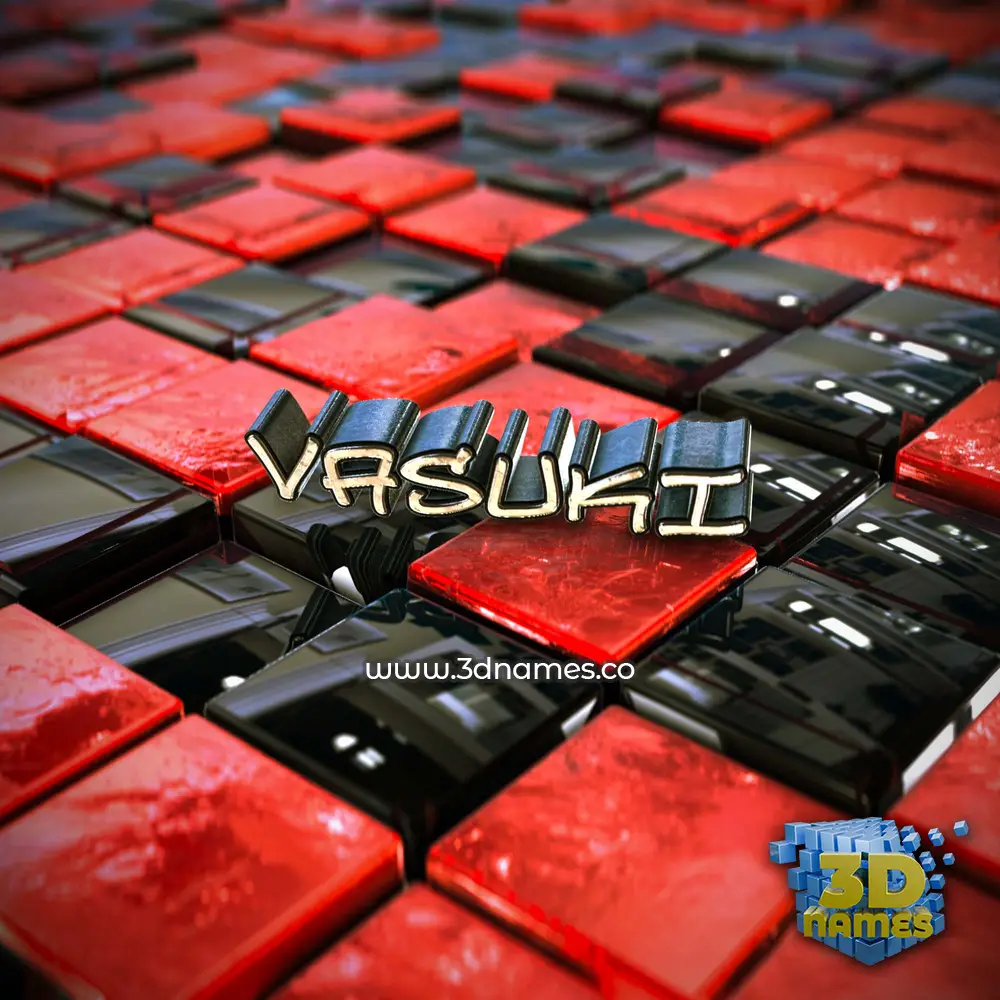 vasuki in Red Checkered style - 3D name wallpaper