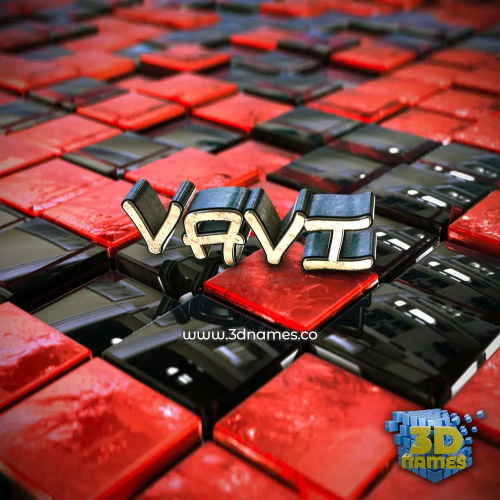 vavi in Red Checkered style - 3D name wallpaper