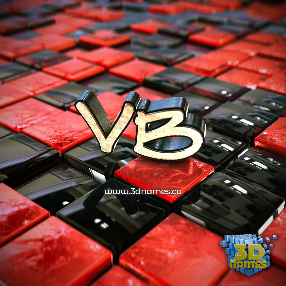 vb in Red Checkered style - 3D name wallpaper