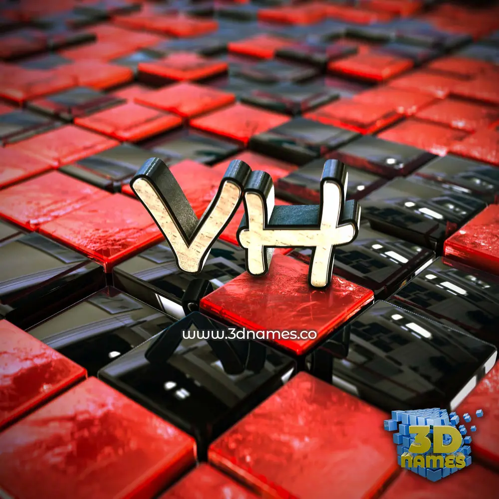 vh in Red Checkered style - 3D name wallpaper