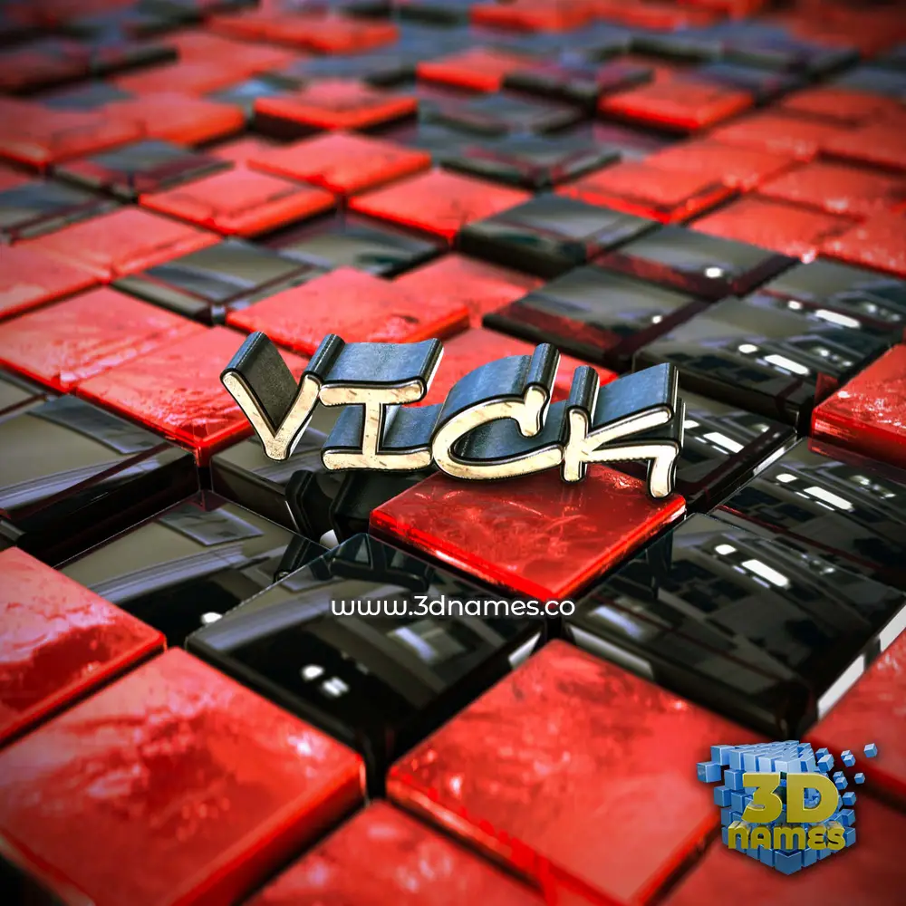 vick in Red Checkered style - 3D name wallpaper