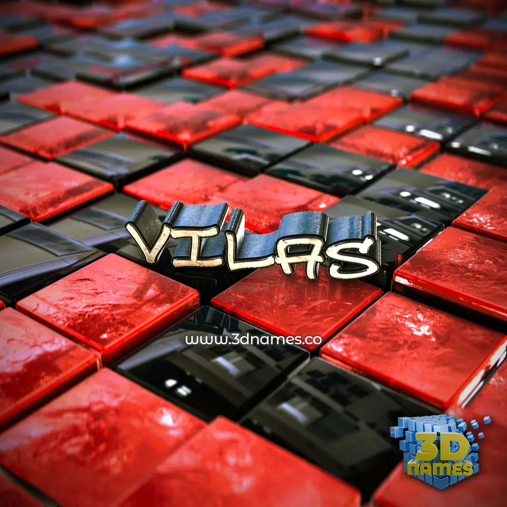 vilas in Red Checkered style - 3D name wallpaper