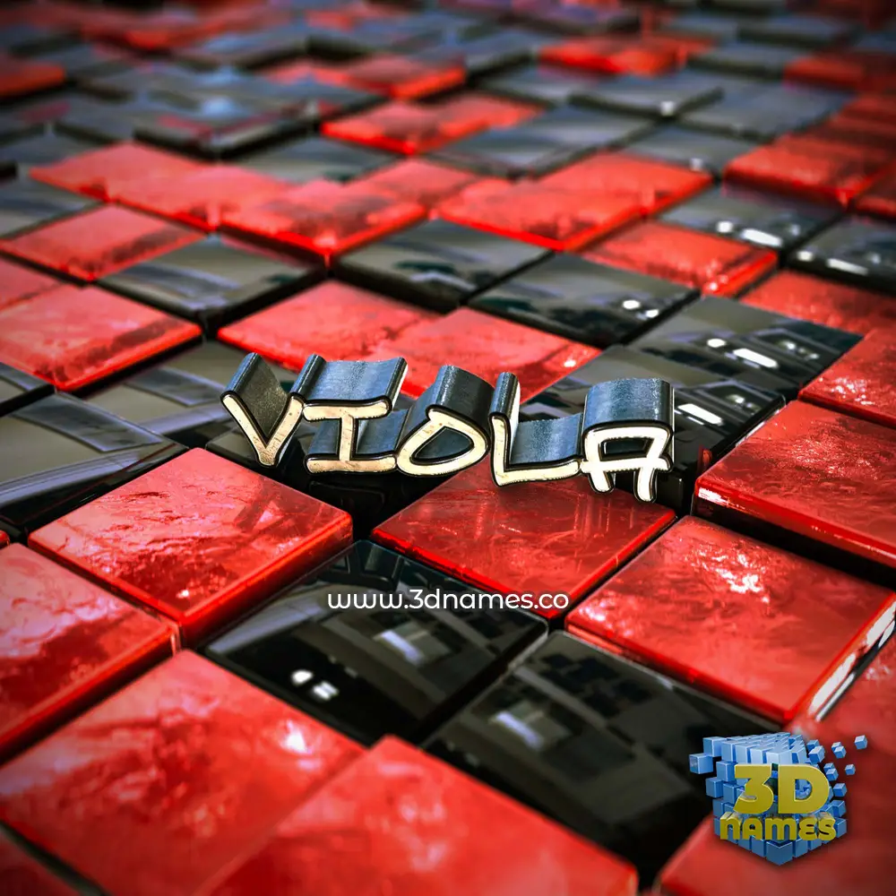 viola in Red Checkered style - 3D name wallpaper