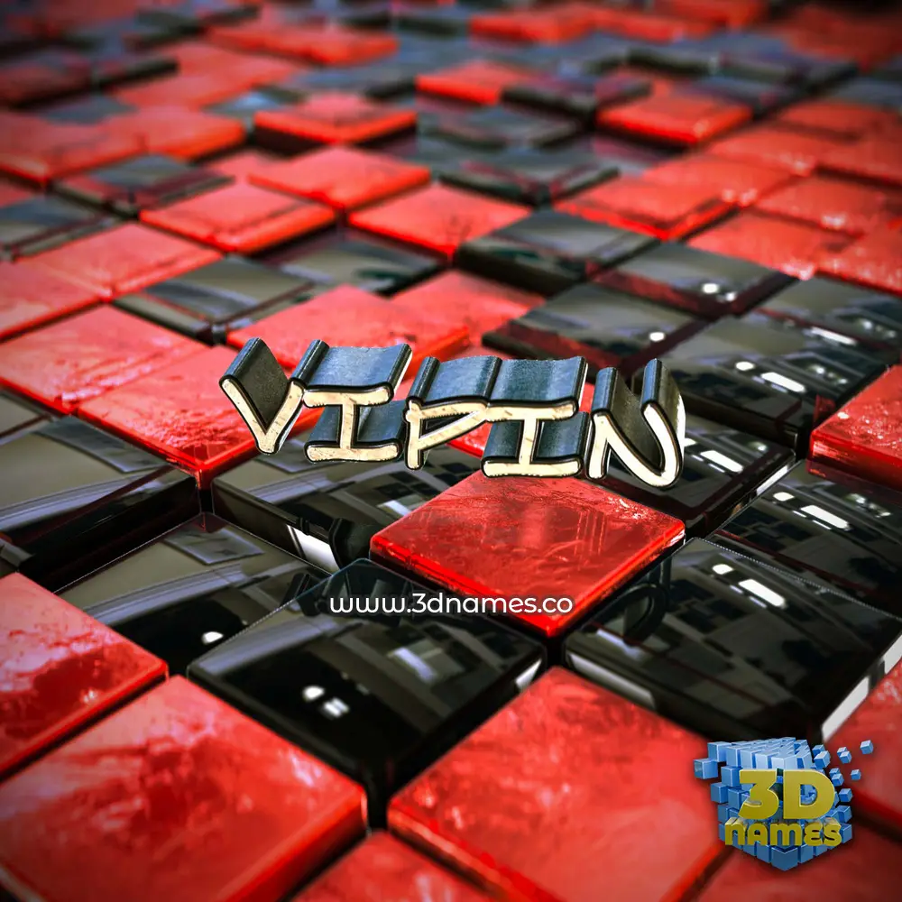 vipin in Red Checkered style - 3D name wallpaper