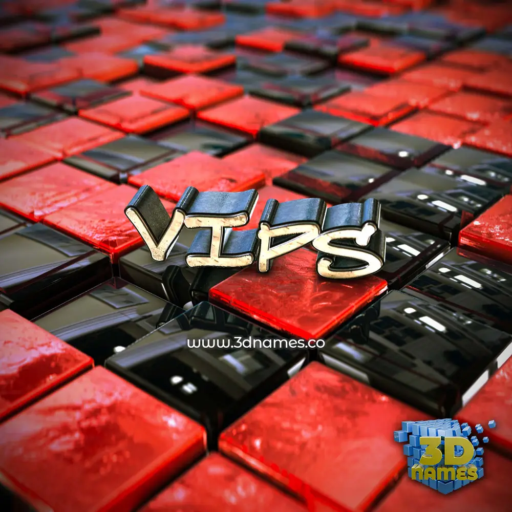 vips in Red Checkered style - 3D name wallpaper