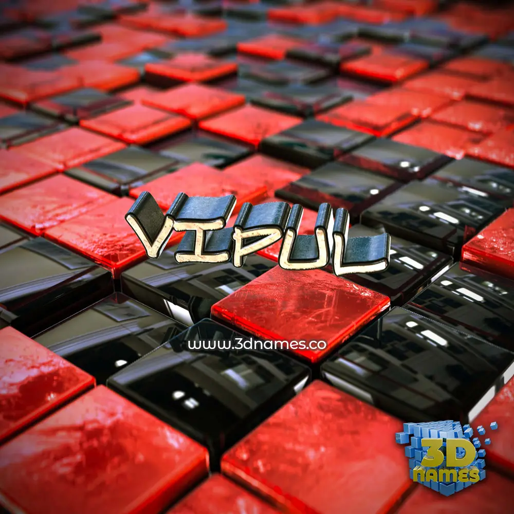 vipul in Red Checkered style - 3D name wallpaper