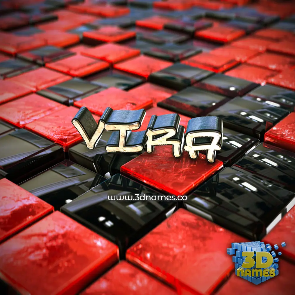 vira in Red Checkered style - 3D name wallpaper