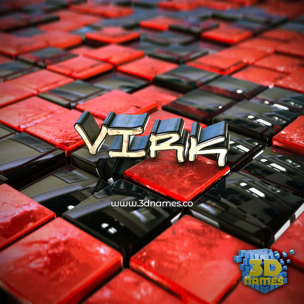 virk in Red Checkered style - 3D name wallpaper