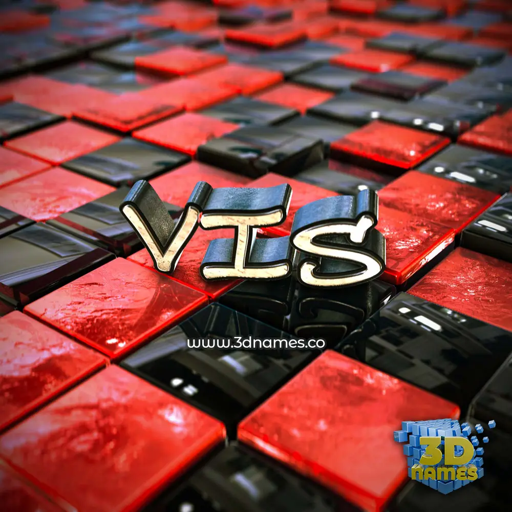 vis in Red Checkered style - 3D name wallpaper