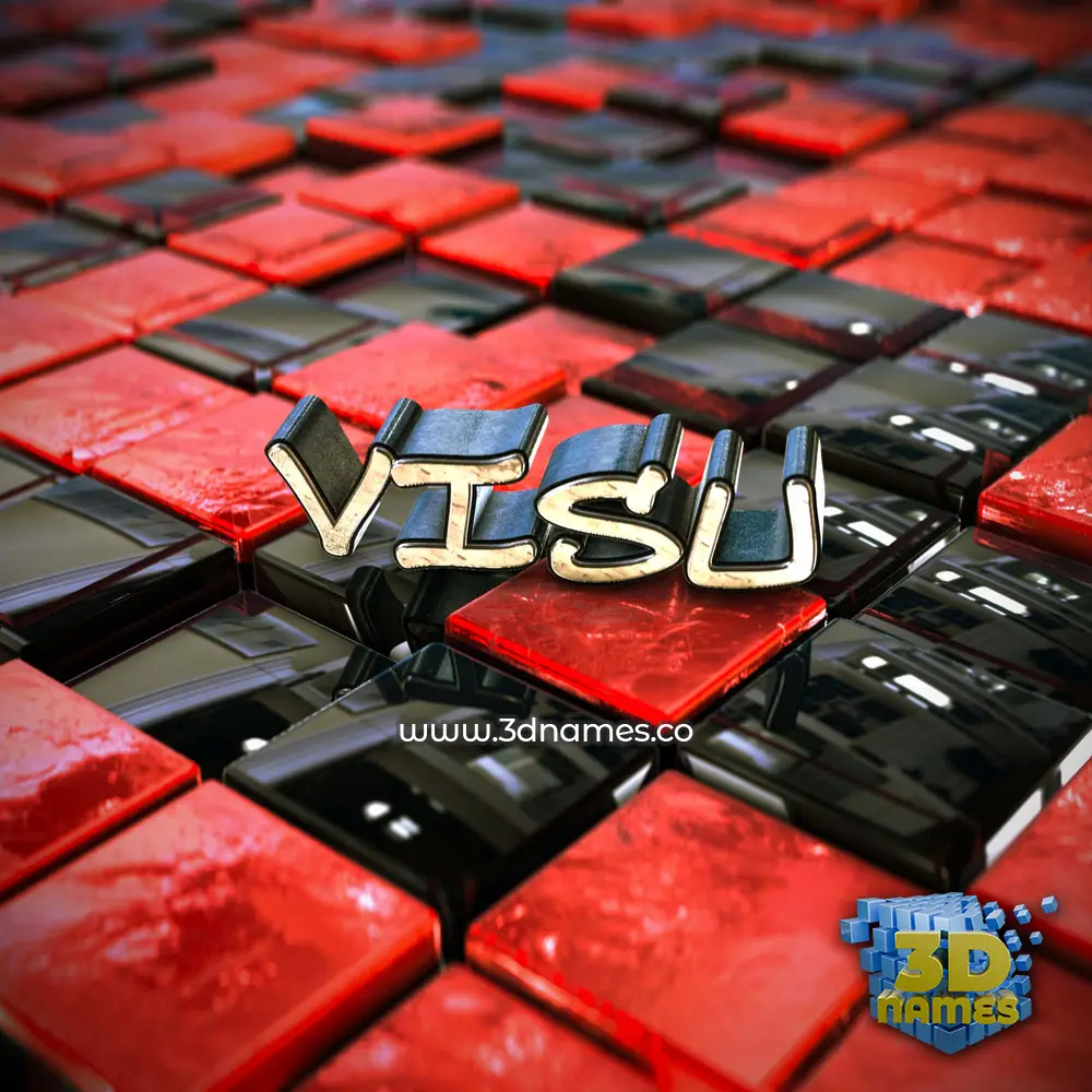 visu in Red Checkered style - 3D name wallpaper