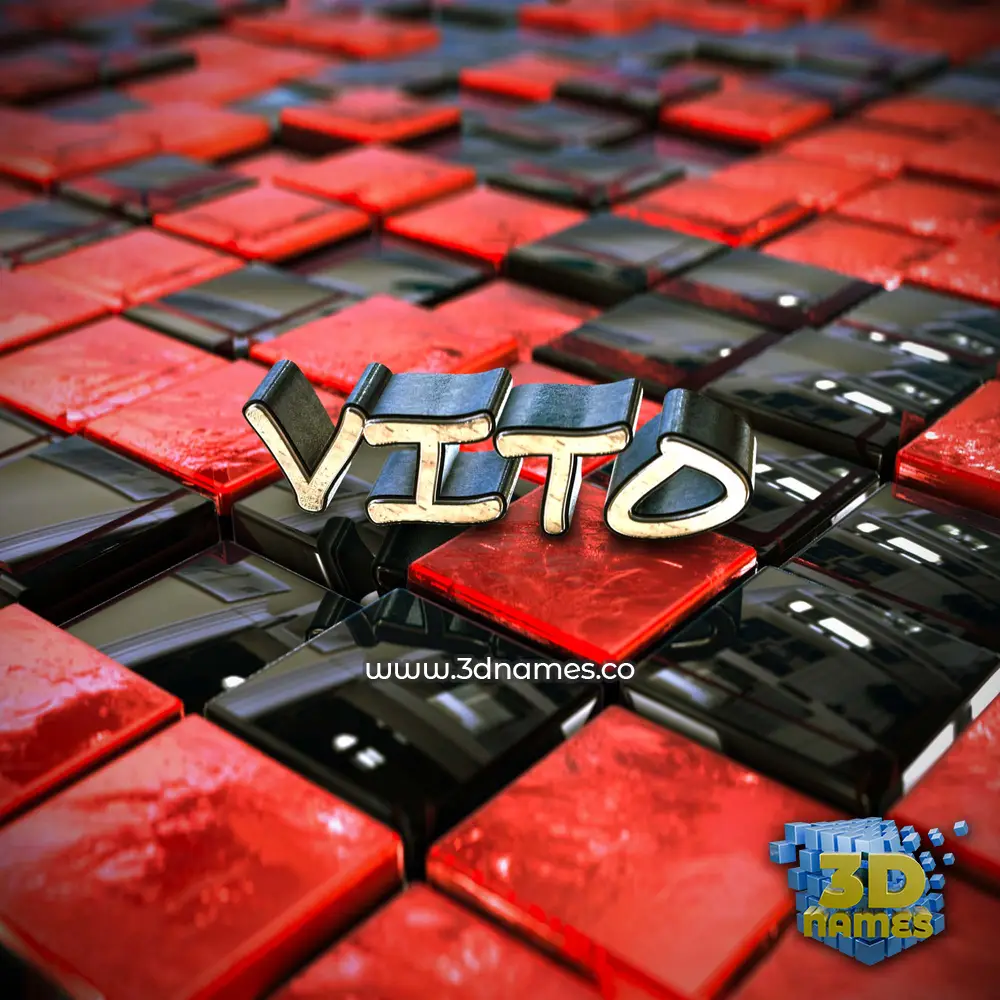 vito in Red Checkered style - 3D name wallpaper