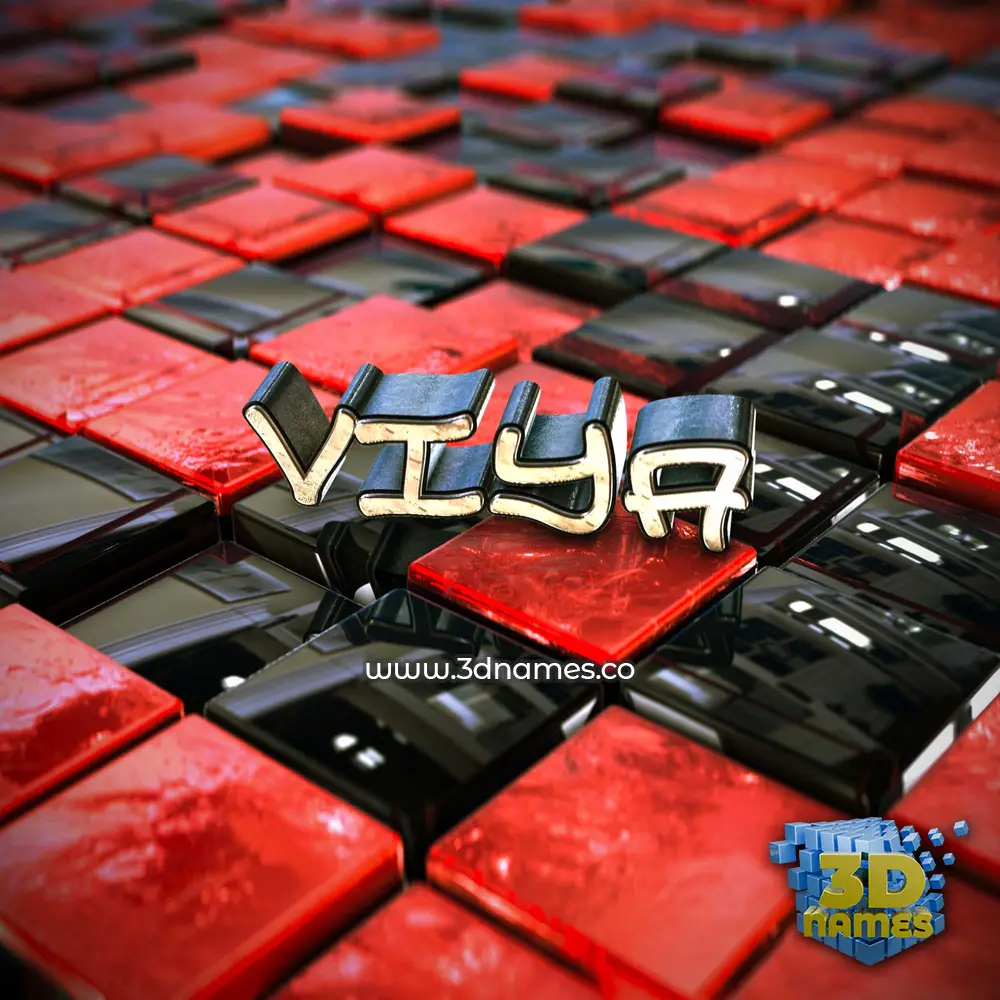 viya in Red Checkered style - 3D name wallpaper