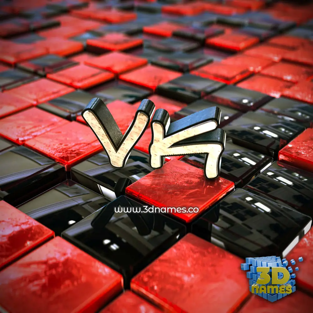 vk in Red Checkered style - 3D name wallpaper