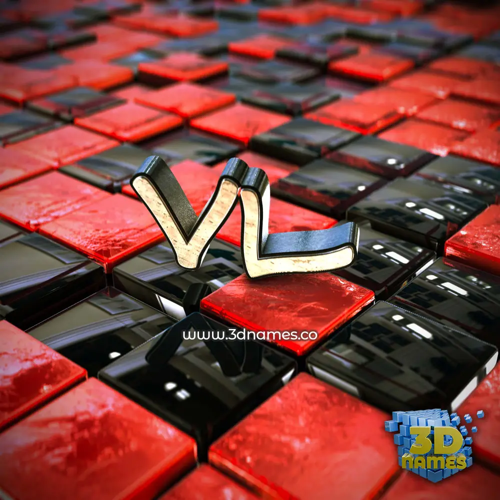 vl in Red Checkered style - 3D name wallpaper