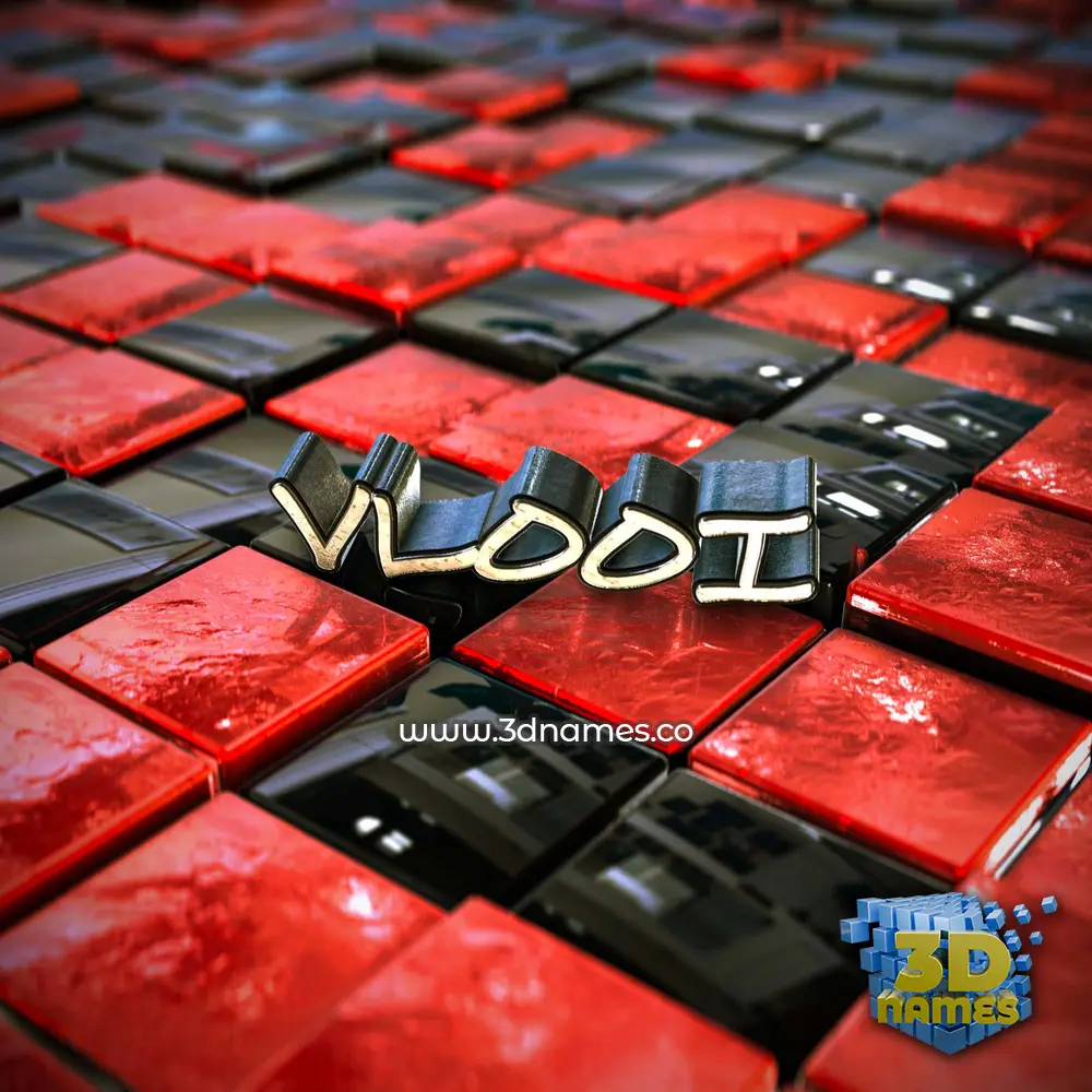 vlooi in Red Checkered style - 3D name wallpaper