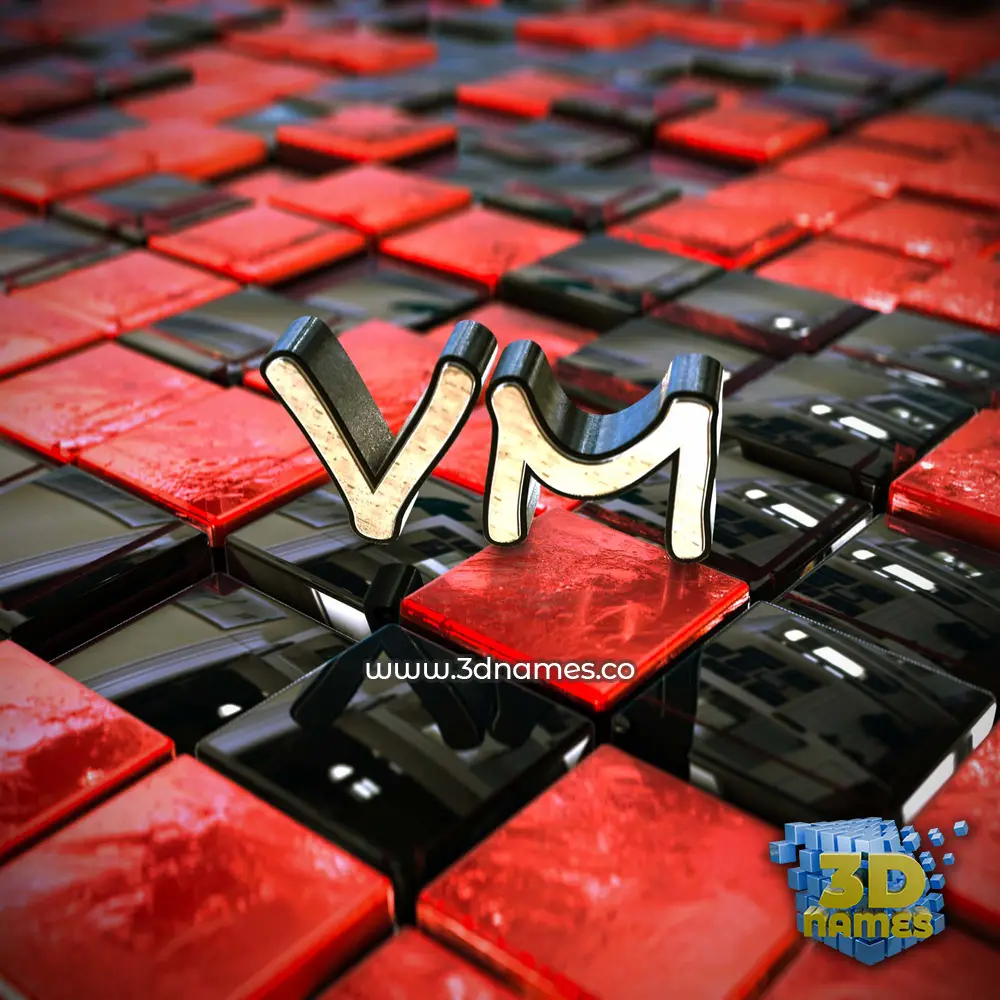 vm in Red Checkered style - 3D name wallpaper
