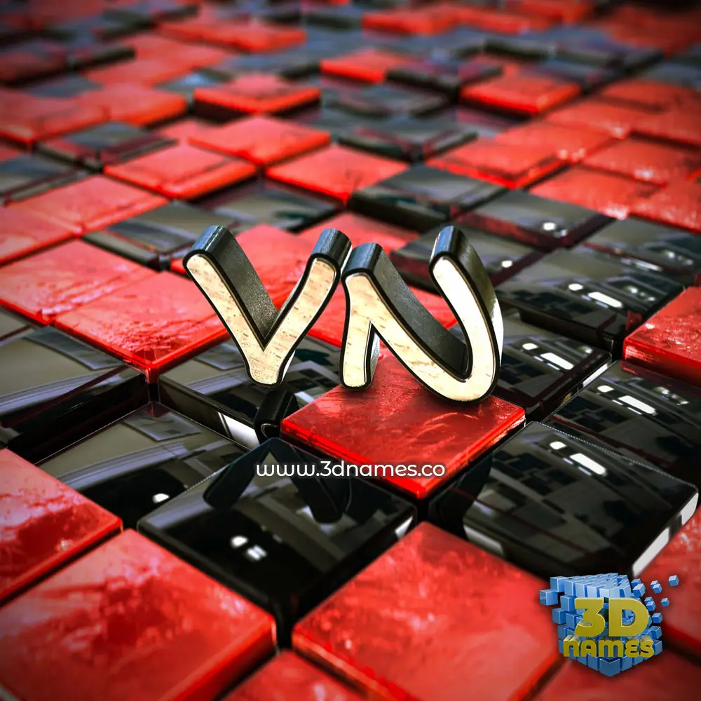 vn in Red Checkered style - 3D name wallpaper