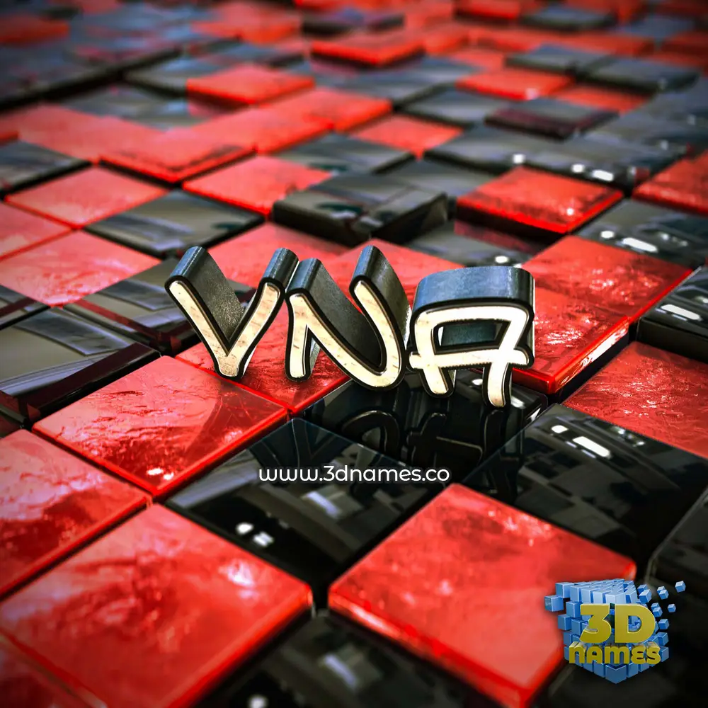 vna in Red Checkered style - 3D name wallpaper
