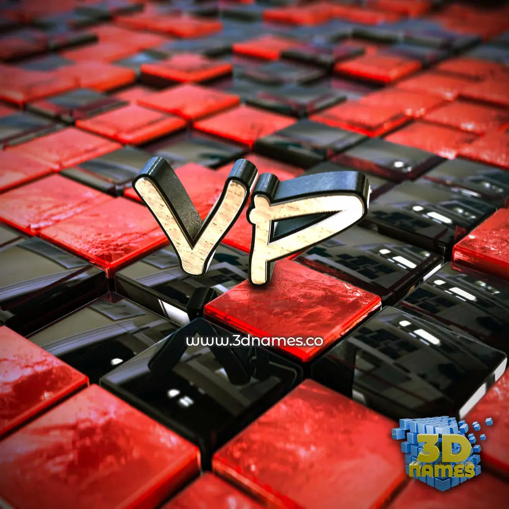 vp in Red Checkered style - 3D name wallpaper