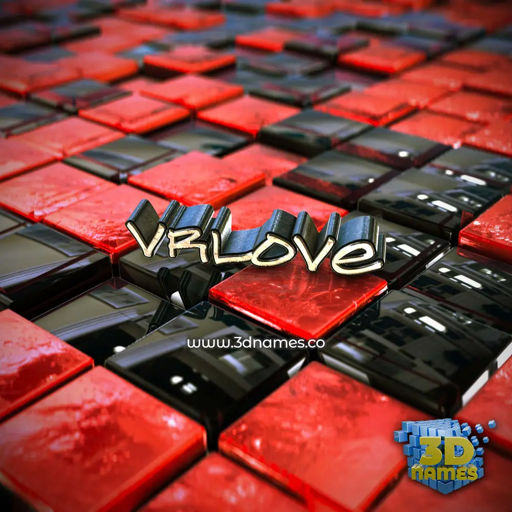 vrlove in Red Checkered style - 3D name wallpaper