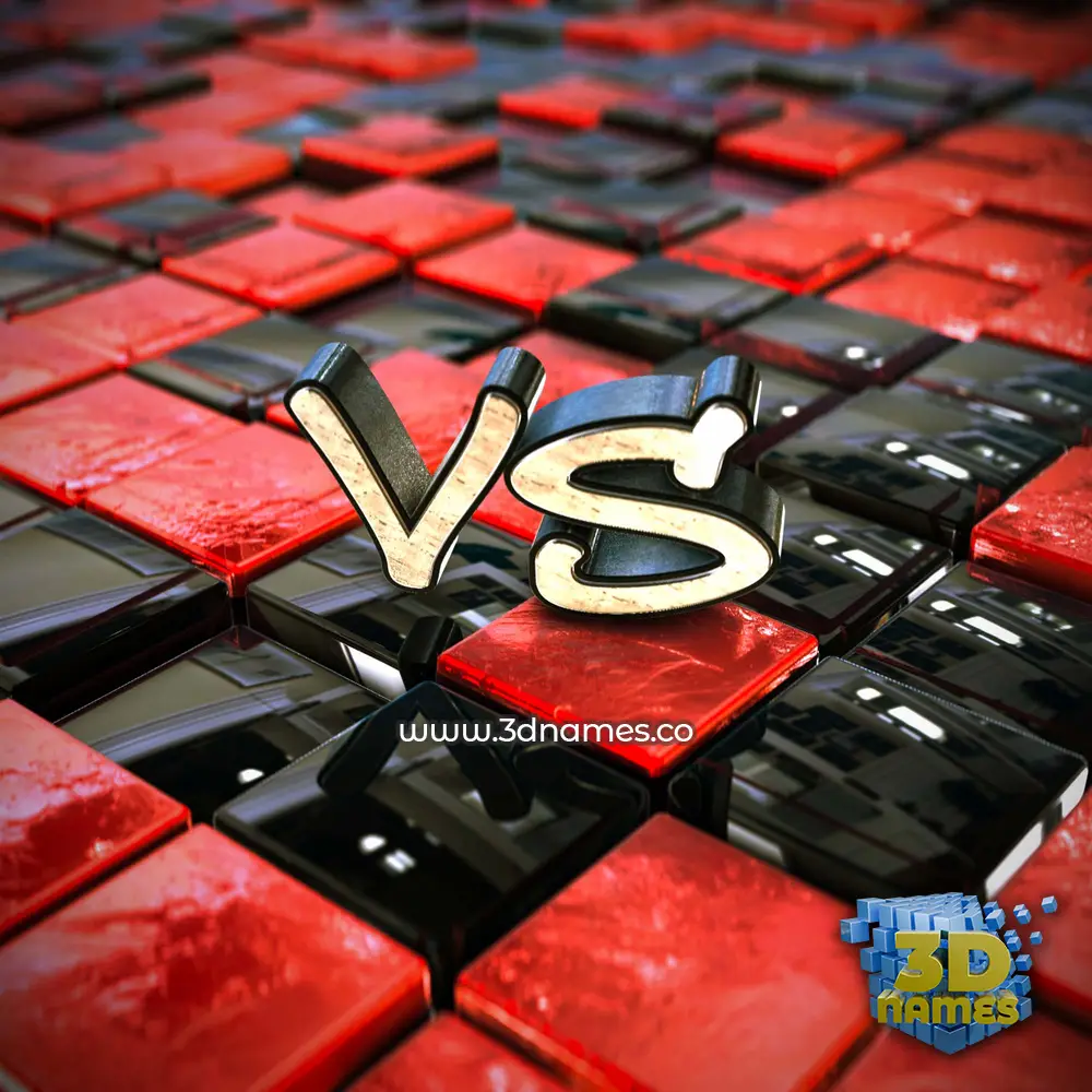 vs in Red Checkered style - 3D name wallpaper