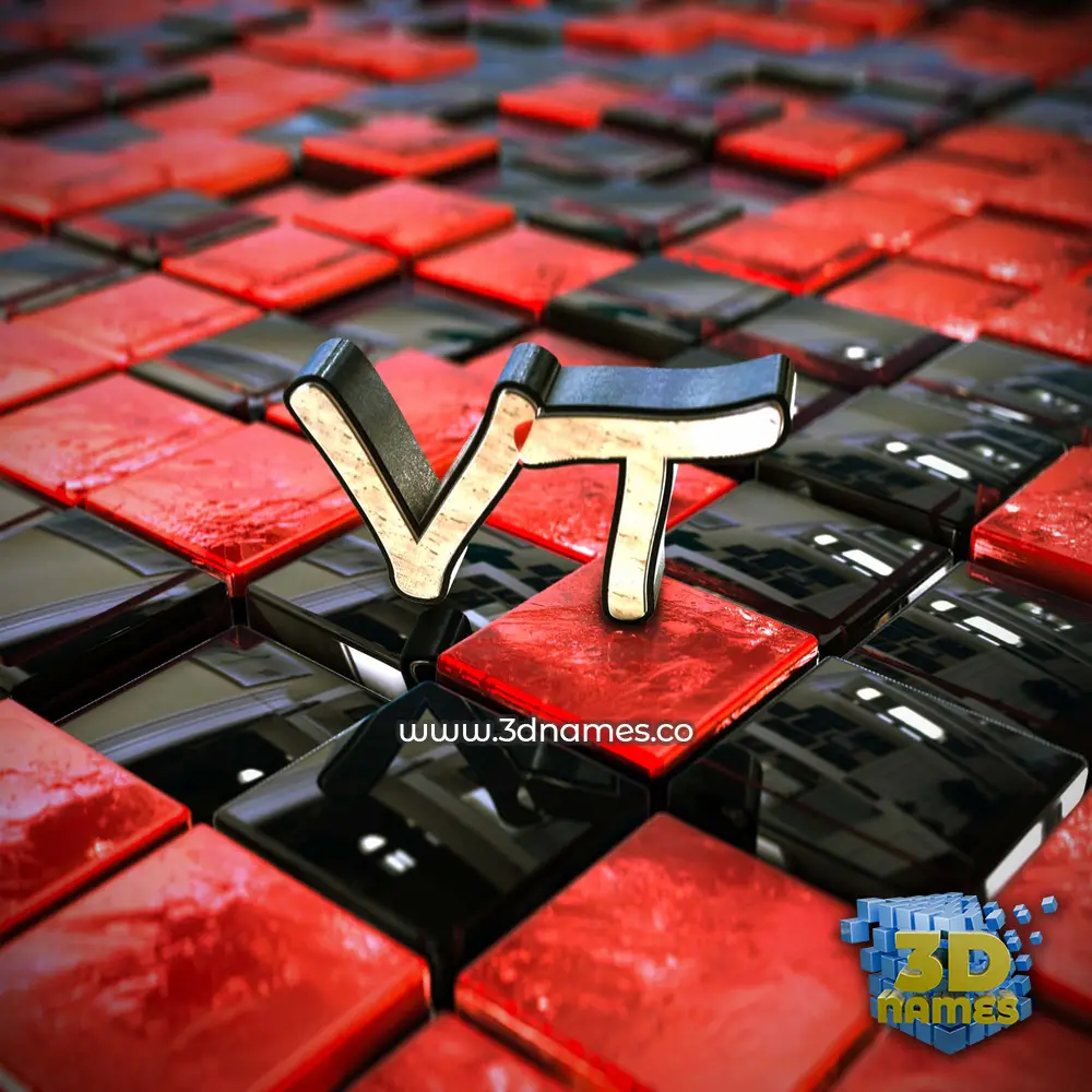 vt in Red Checkered style - 3D name wallpaper