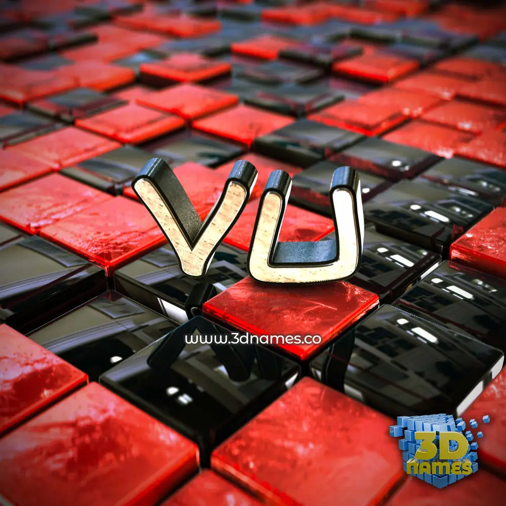 vu in Red Checkered style - 3D name wallpaper