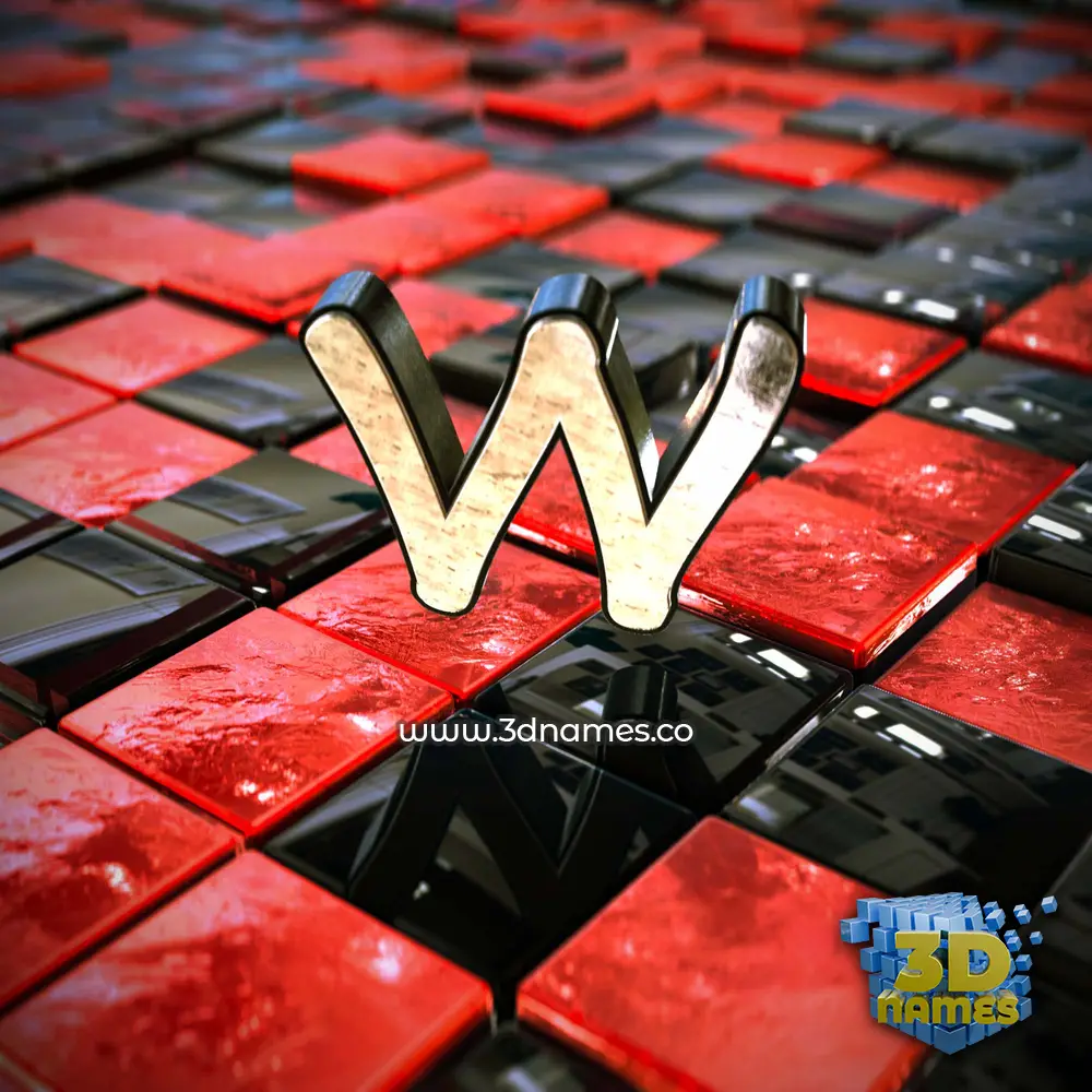 w in Red Checkered style - 3D name wallpaper
