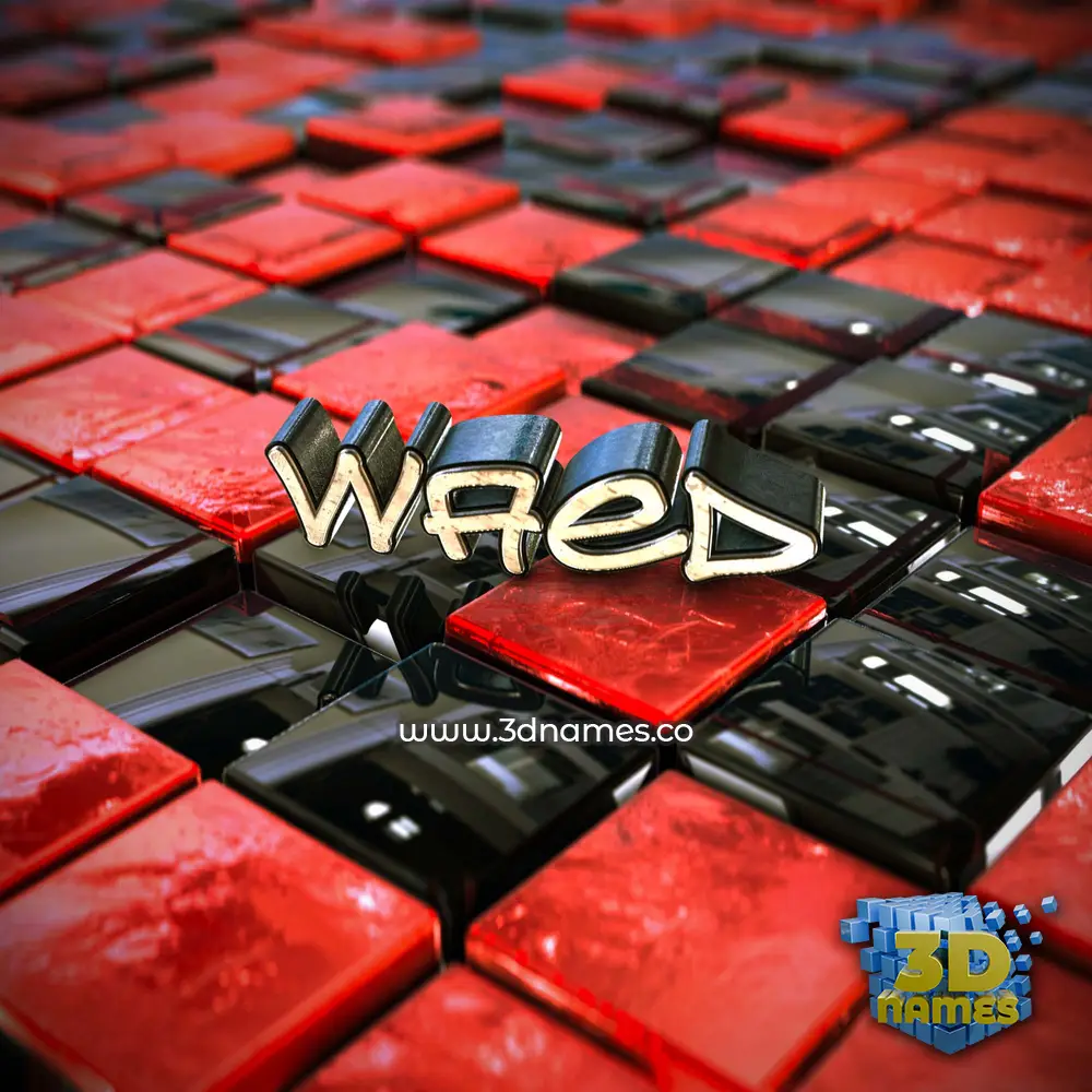 waed in Red Checkered style - 3D name wallpaper