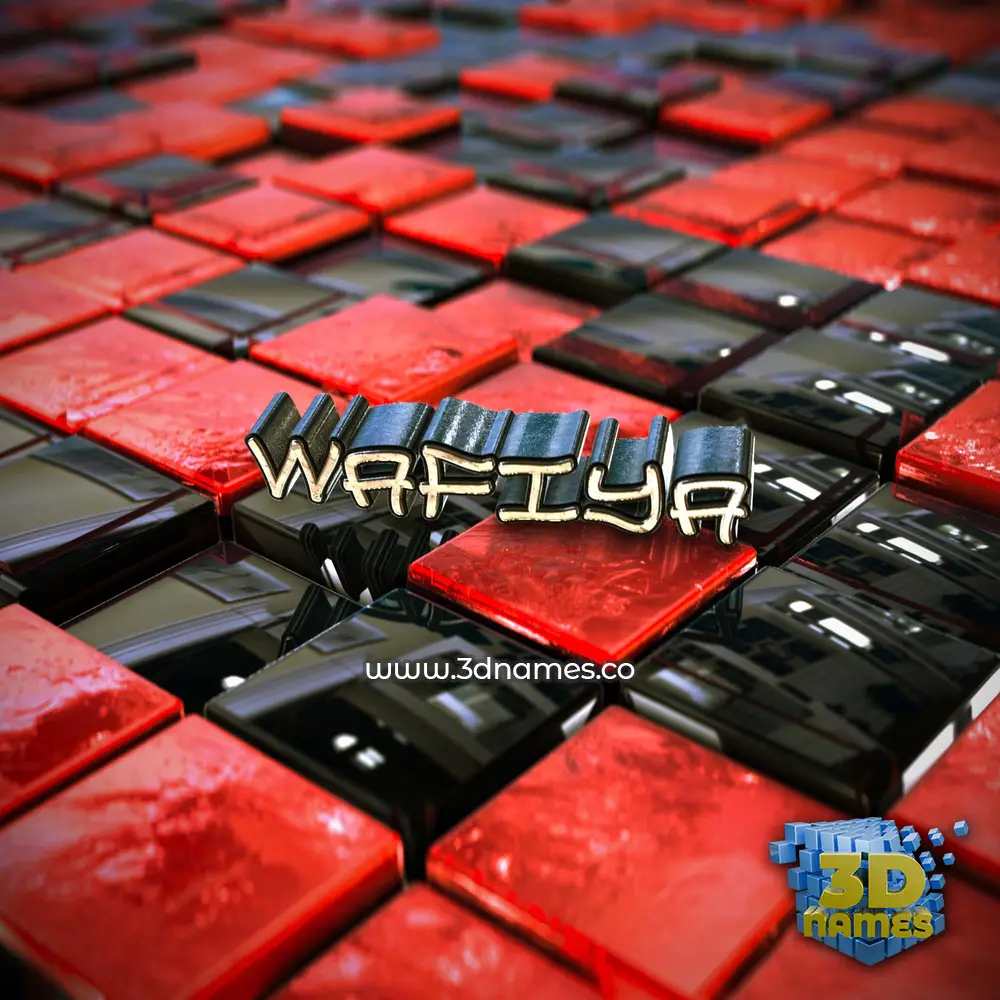 wafiya in Red Checkered style - 3D name wallpaper