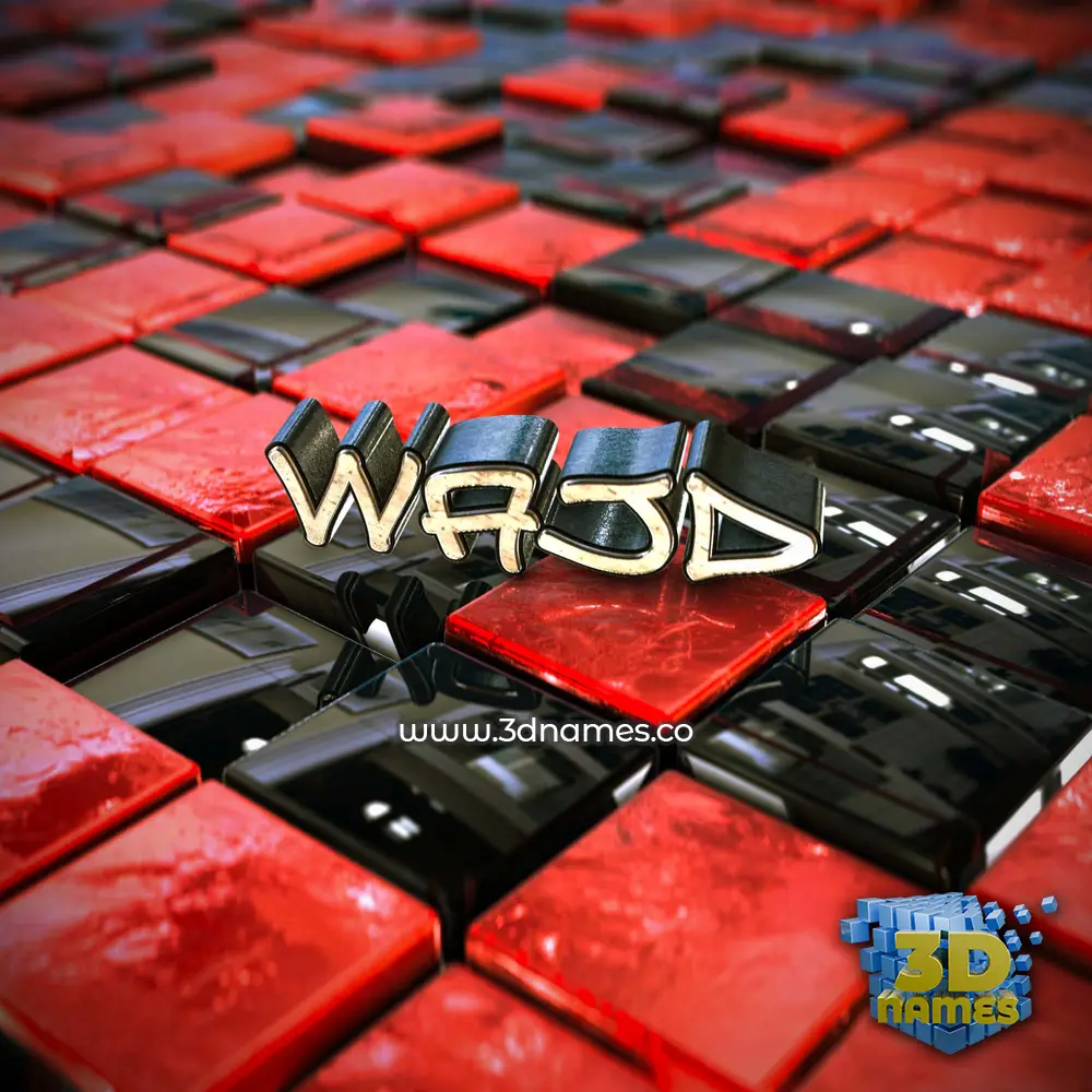 wajd in Red Checkered style - 3D name wallpaper