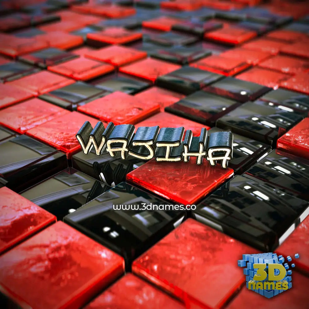 wajiha in Red Checkered style - 3D name wallpaper